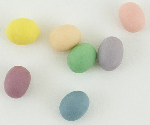 Dollhouse miniature COLORED EASTER EGGS, 7 PIECES